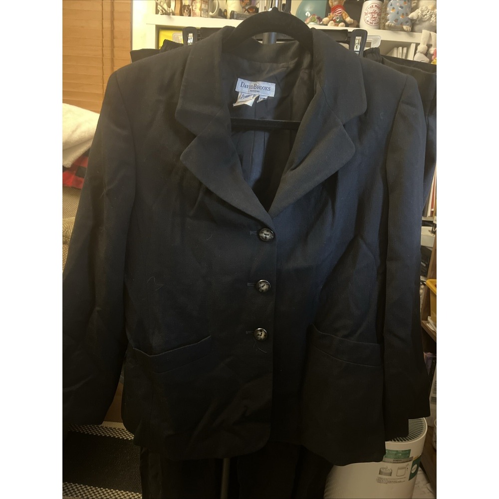 David Brooks 100% Wool Blazer Jacket Black Lined 3 Button Petite Women 12P